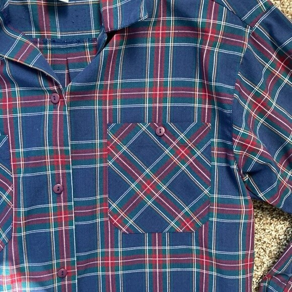 Vintage 62 East Tartan Plaid Button Navy Up Button Pocket Shirt Small - Picture 8 of 9